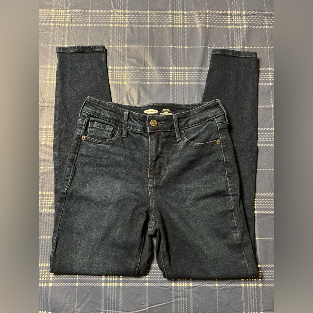 Old Navy‎ Jeans Rockstar Super Skinny High Rise Dark Was Jeans Women’s Sz 2